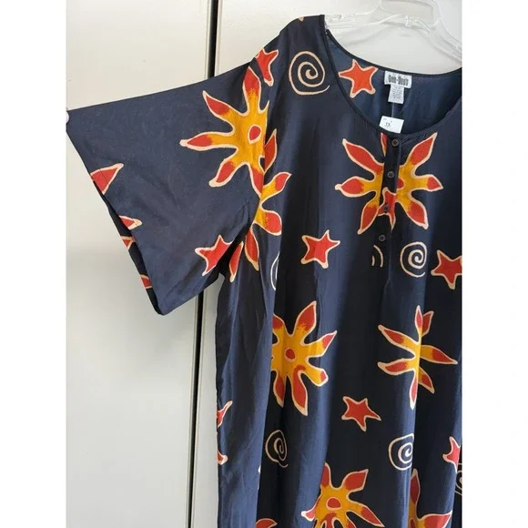 Dee Dee's Vintage Black Tropical Beach Maxi Dress Women's 3XL NWT - Picture 3 of 4